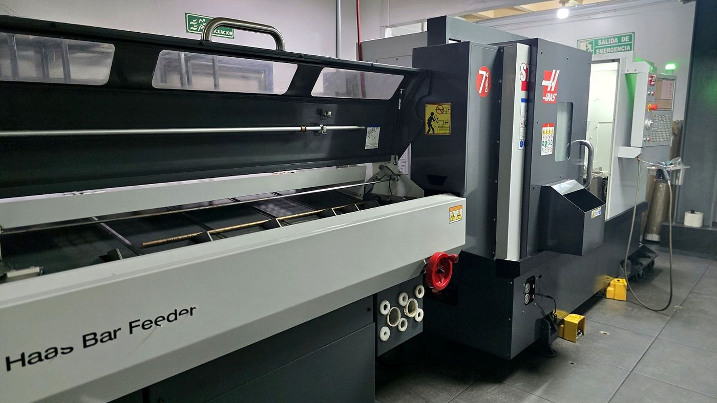 Haas lathe with bar feeder
