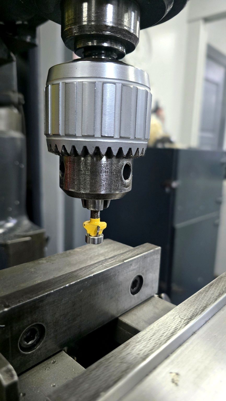 Drilling a part held in a vise